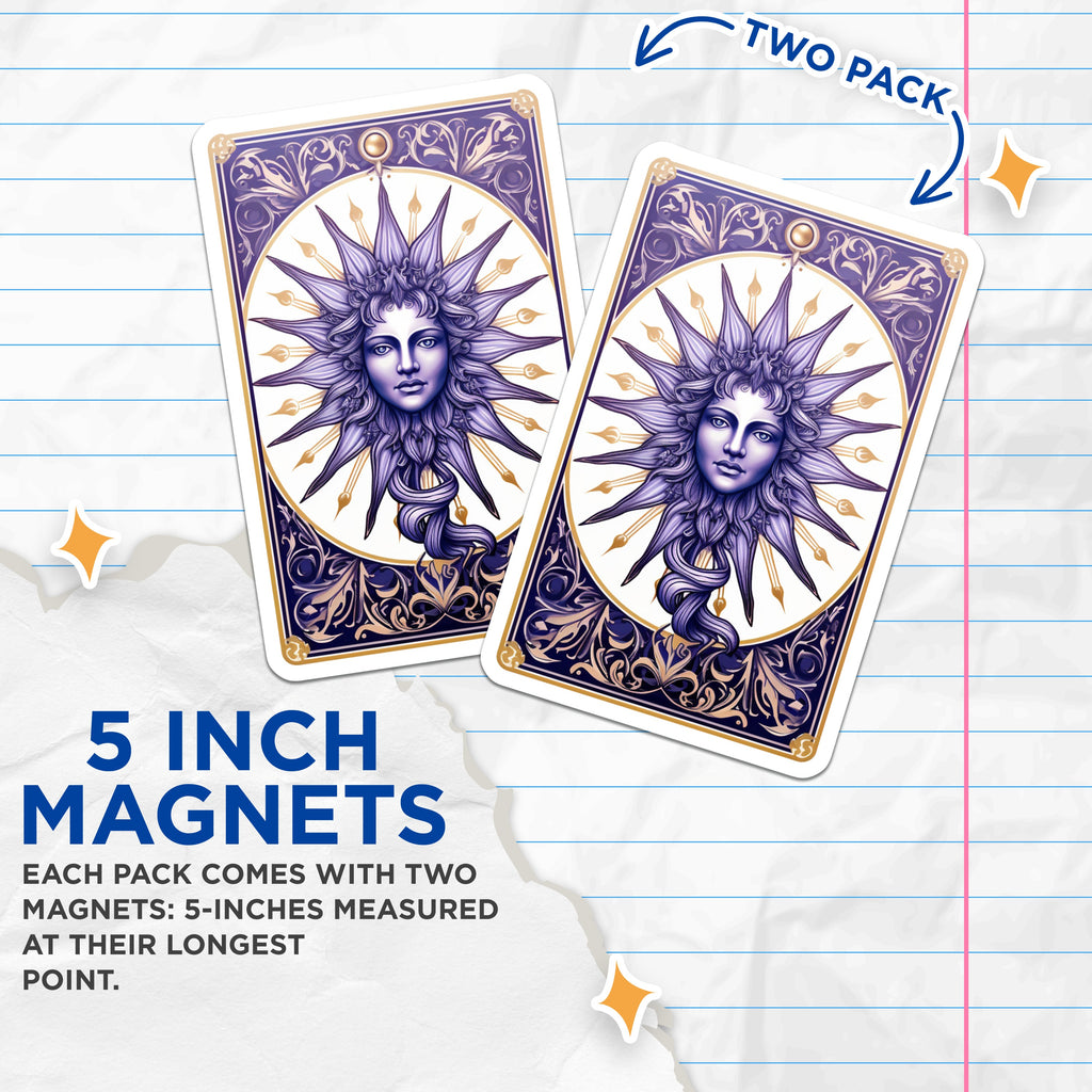 (2 Pack) Sun Goddess Magnets - Celestial Witchy Decor - Spiritual Altar Fridge Art - Baroque Mystical - 5 Inches On Longest Side - Thick Durable Magnet - Made in USA - MAG37667
