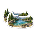(2 Pack) Mountain Lake Landscape Magnets - Pine Forest Scene - Nature Refrigerator Decor - 5 Inches On Longest Side - Thick Durable Magnet - Made in USA - MAG39621