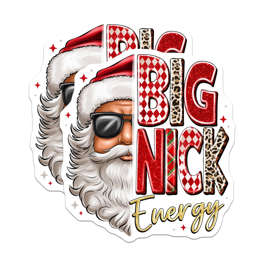 (2 Pack) Big Nick Energy Magnets - Cool Santa Claus Refrigerator Accessory - Funny Christmas Holiday Decor - 5 Inches On Longest Side - Thick Durable Magnet - Made in USA - MAG28875