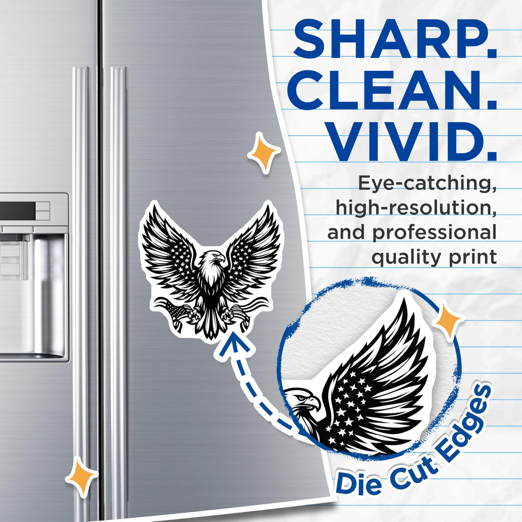 (2 Pack) Eagle Magnets - American Flag Decor - Patriotic Refrigerator Magnets - 5" On Longest Side - Premium Magnet - for Cars, Refrigerators, Toolboxes, Lockers - Made in USA - MAG16556