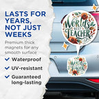 (2 Pack) World's Best Teacher Magnets - Inspirational Teacher - Appreciation Gifts for Teachers - 5" On Longest Side - for Cars, Fridges, Toolboxes - Made in USA - MAG4428