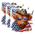 (3 Pack) Highland Cow Decals - Patriotic Bull - American Flag - Laptop Decals- 3 Inches On Longest Side - Easy Peel & Apply - Made in USA - 3MCS5117