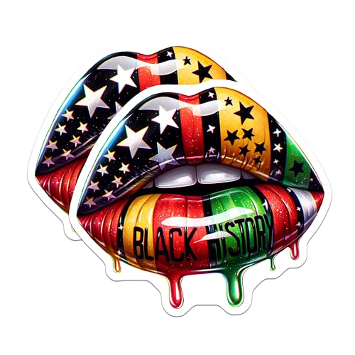 (2 Pack) Black History Magnets - Lips Art Decoration - 5" On Longest Side - for Cars, Fridges, Toolboxes - Made in USA - MAG7863