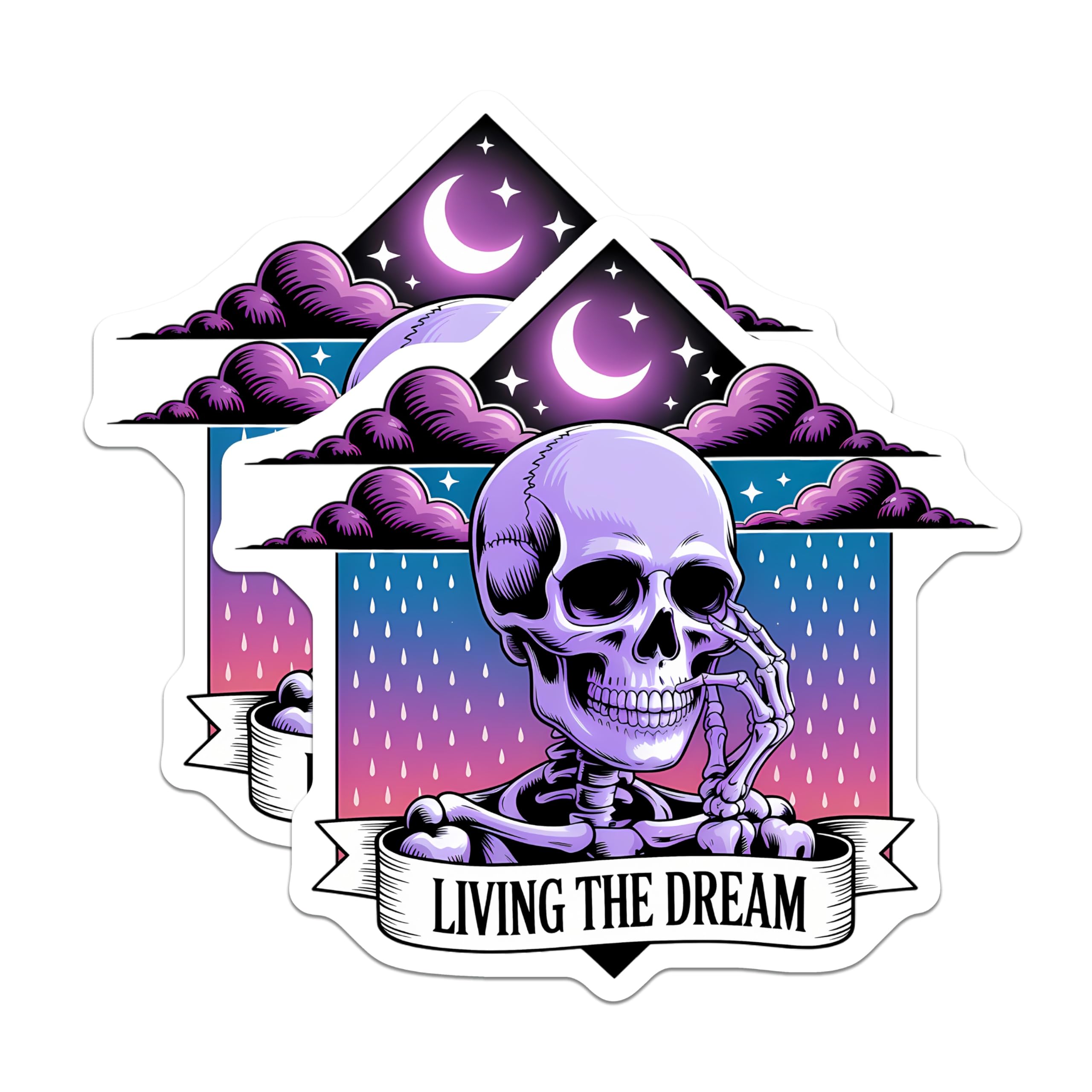(2 Pack) Purple Skeleton Magnets - Living The Dream Decor - Goth Aesthetic Locker Art - Spooky Refrigerator Accent - 5 Inches On Longest Side - Thick Durable Magnet - Made in USA - MAG20637