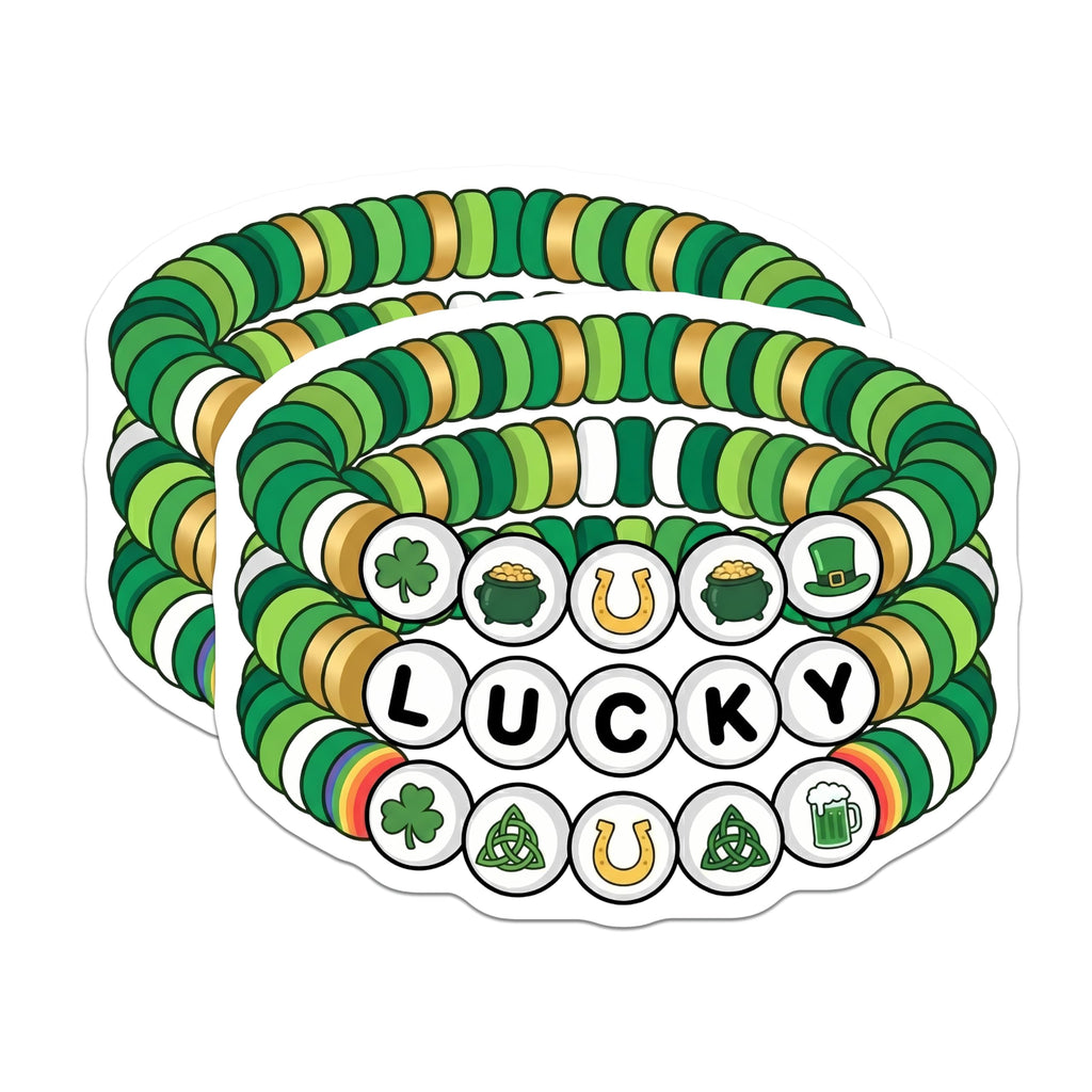 (2 Pack) Lucky Charms Stickers - St Patricks Day - Irish Theme Decals - 5" On Longest Side - Sticks to Smooth Flat Surfaces - Made in USA - BMCS15565