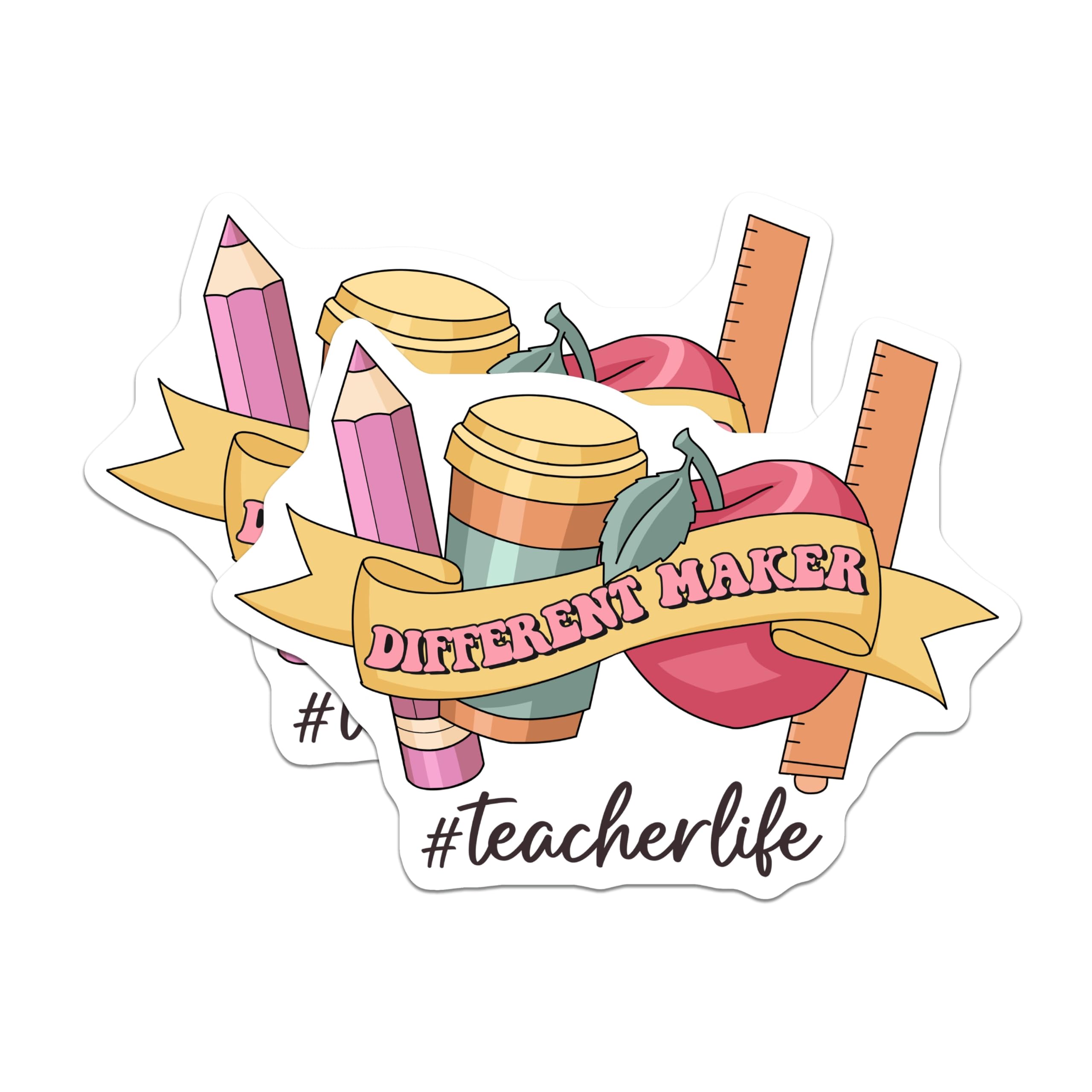 (2 Pack) Teacher Life Magnets - Different Maker Design - School Supplies Decor - 5" On Longest Side - Premium Magnet - for Cars, Refrigerators, Toolboxes, Lockers - Made in USA - MAG18629