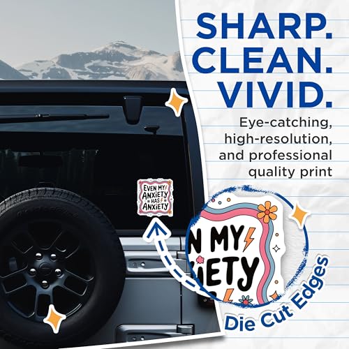 (2 Pack) Even My Anxiety Has Anxiety Stickers - Mental Health Awareness Stickers - Fun Motivational Stickers - 5" On Longest Side - Sticks to Smooth Flat Surfaces - Made in USA - BMCS4397