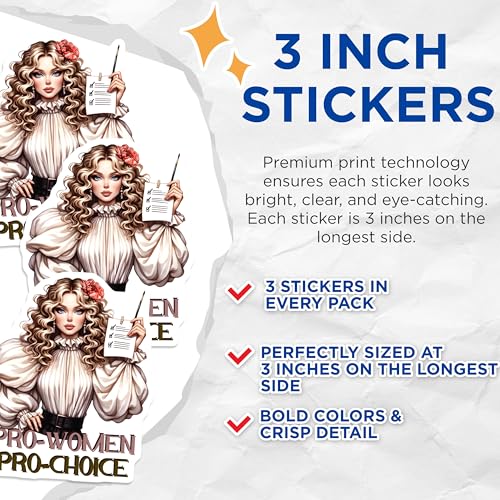 (3 Pack) Pro Choice Decals - Pro Women Stickers - Laptop Feminist Decal - 3 Inches On Longest Side - Easy Peel & Apply - Made in USA - 3MCS7811