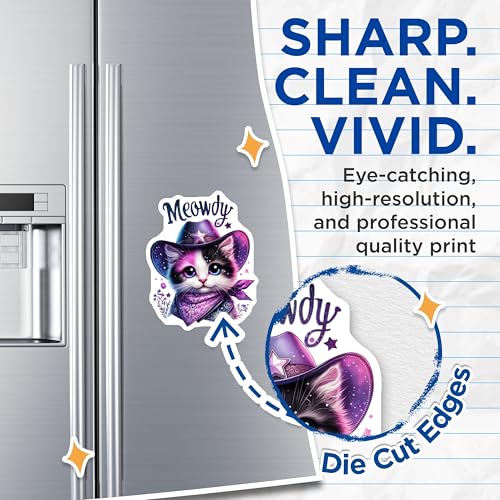 (2 Pack) Meowdy Cat Magnets - Cute Cat - Kawaii Kitten Magnet - Adorable Animal Magnets - Cat Lover Gift - 5" On Longest Side - for Cars, Fridges, Toolboxes - Made in USA - MAG4589
