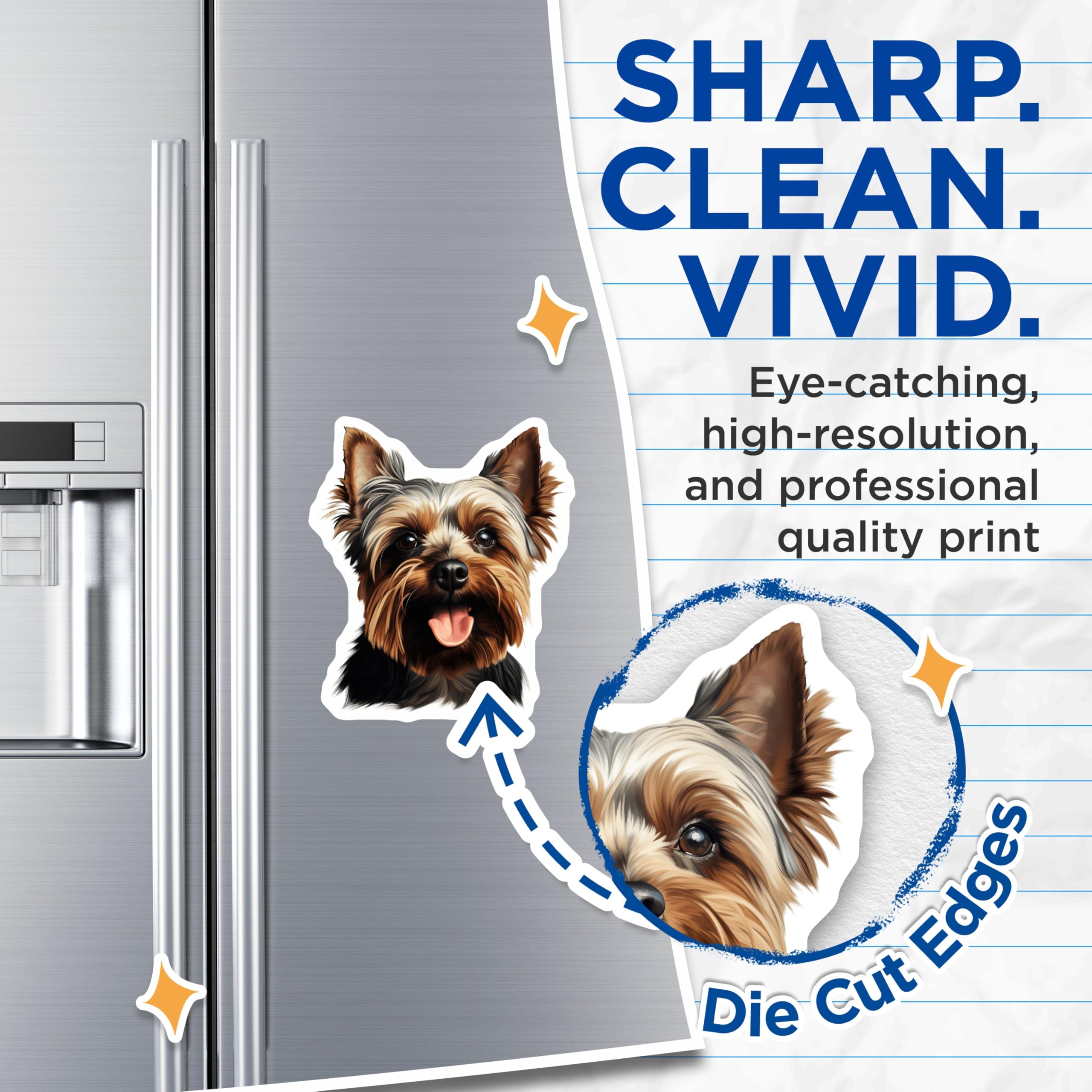 (2 Pack) Yorkshire Terrier Magnets - Yorkie Dog Lover Decor - Pet Parent Refrigerator Magnets - 5 Inches On Longest Side - Thick Durable Magnet - Made in USA - MAG25310