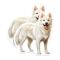 (2 Pack) White Fluffy Dog Magnets - Happy Samoyed Art - Dog Mom Refrigerator Decor - 5 Inches On Longest Side - Thick Durable Magnet - Made in USA - MAG30632