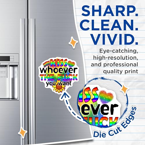 (2 Pack) Pride Rainbow Magnets Magnets - Inspirational Quote Magnet - LGBTQ Support Decor - 5" On Longest Side - Made in USA - Sticks to Refrigerators & Metal Surfaces - MAG9192
