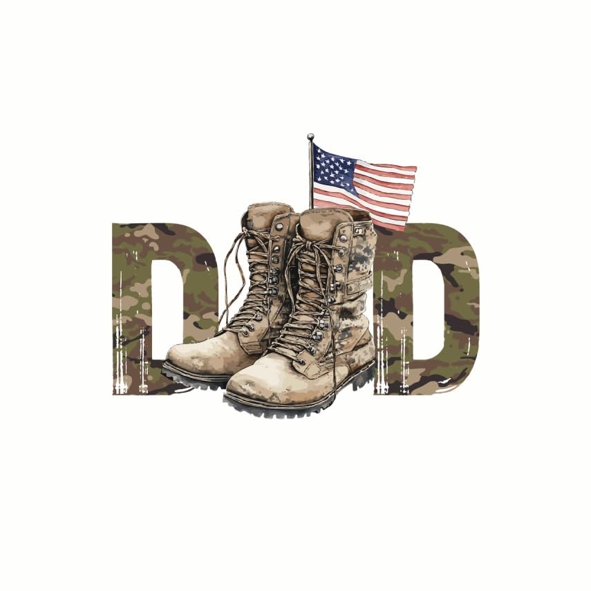 (3 Pack) Military Dad Decals - Camouflage Boots - American Flag Decal - 3 Inches On Longest Side - Easy Peel & Apply - Made in USA - 3MCS7766