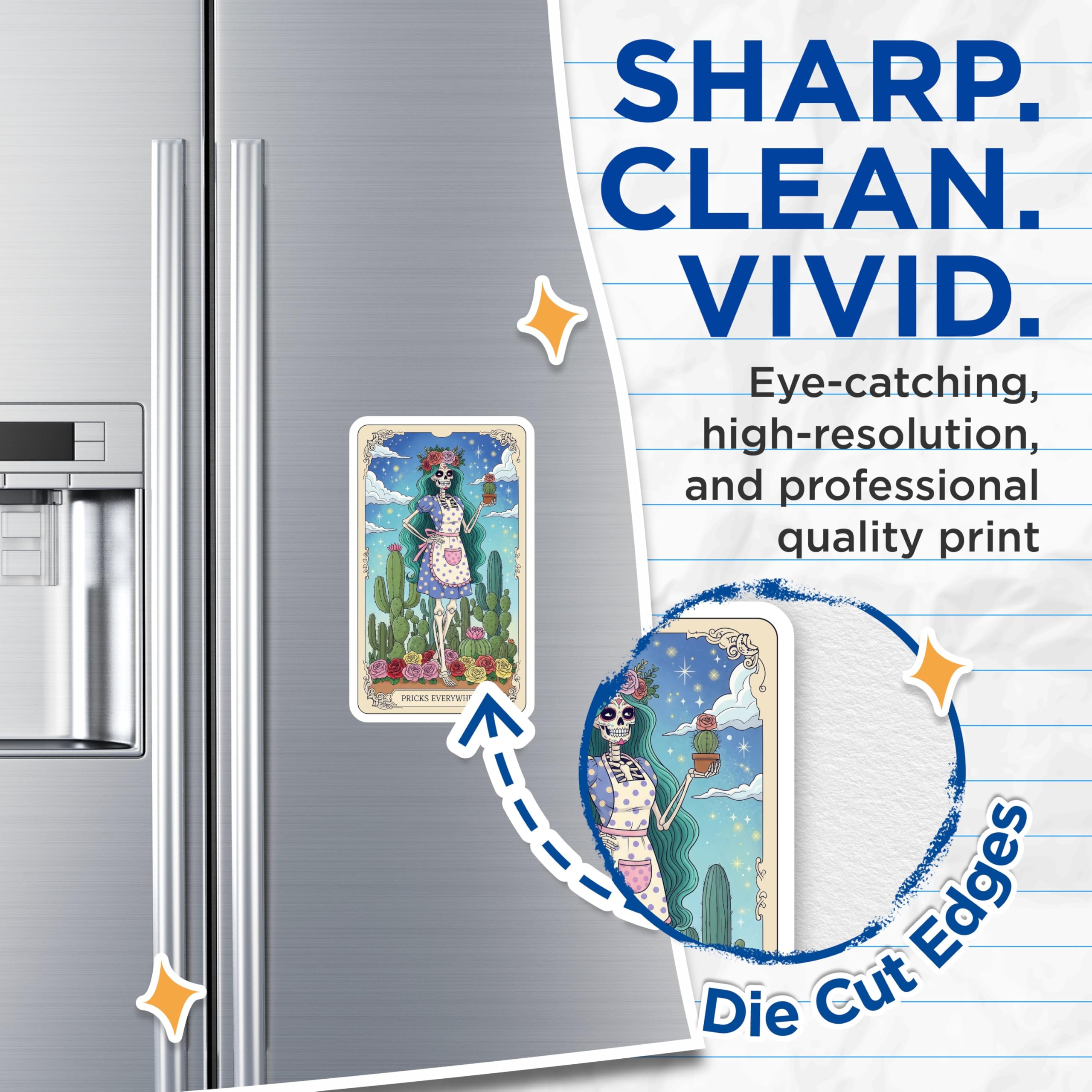 (2 Pack) Skeleton Lady Magnets - Funny Cactus Decor - Unique Kitchen Fridge Magnet - 5" On Longest Side - Premium Magnet - for Cars, Refrigerators, Toolboxes, Lockers - Made in USA - MAG14968
