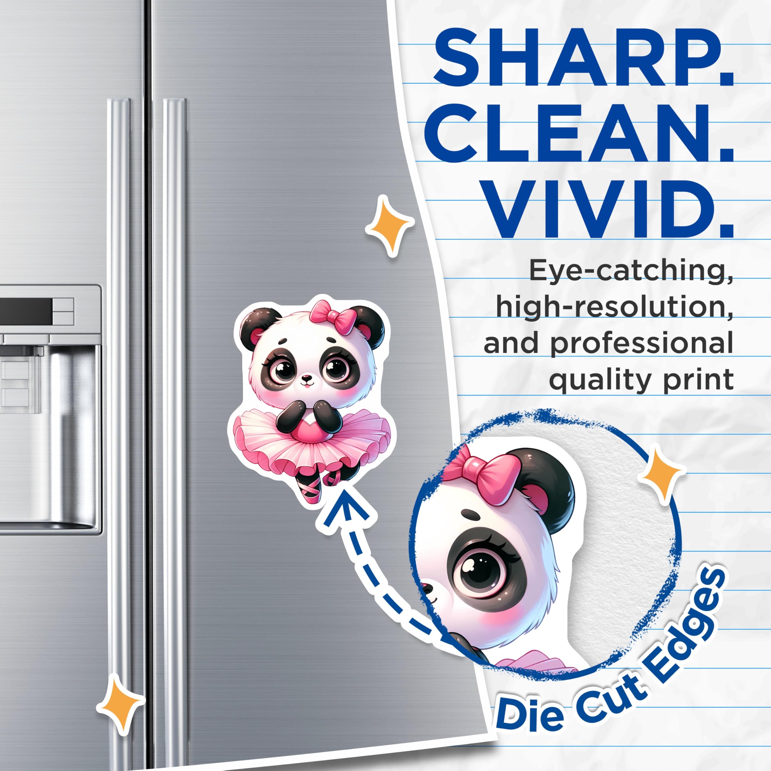 (2 Pack) Baby Panda Ballerina Magnets - Kawaii Animal Magnets - Cute Ballet Dancer Decor - 5 Inches On Longest Side - Thick Durable Magnet - Made in USA - MAG20927