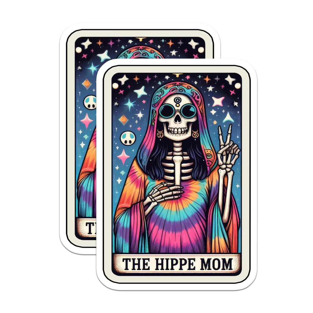 (2 Pack) Hippie Mom Skeleton Magnets - Boho Tie Dye Fridge Decor - Funny Mom Accessories - 5 Inches On Longest Side - Thick Durable Magnet - Made in USA - MAG28612
