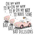 (3 Pack) Funny Duck Decals - Bad Decisions - Car Laptop Decals - 3 Inches On Longest Side - Easy Peel & Apply - Made in USA - 3MCS8725