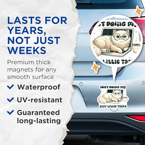 (2 Pack) Funny Cat Magnets - Cute Quotes Magnet - Adorable Laptop Magnet - 5" On Longest Side - for Cars, Fridges, Toolboxes - Made in USA - MAG3709