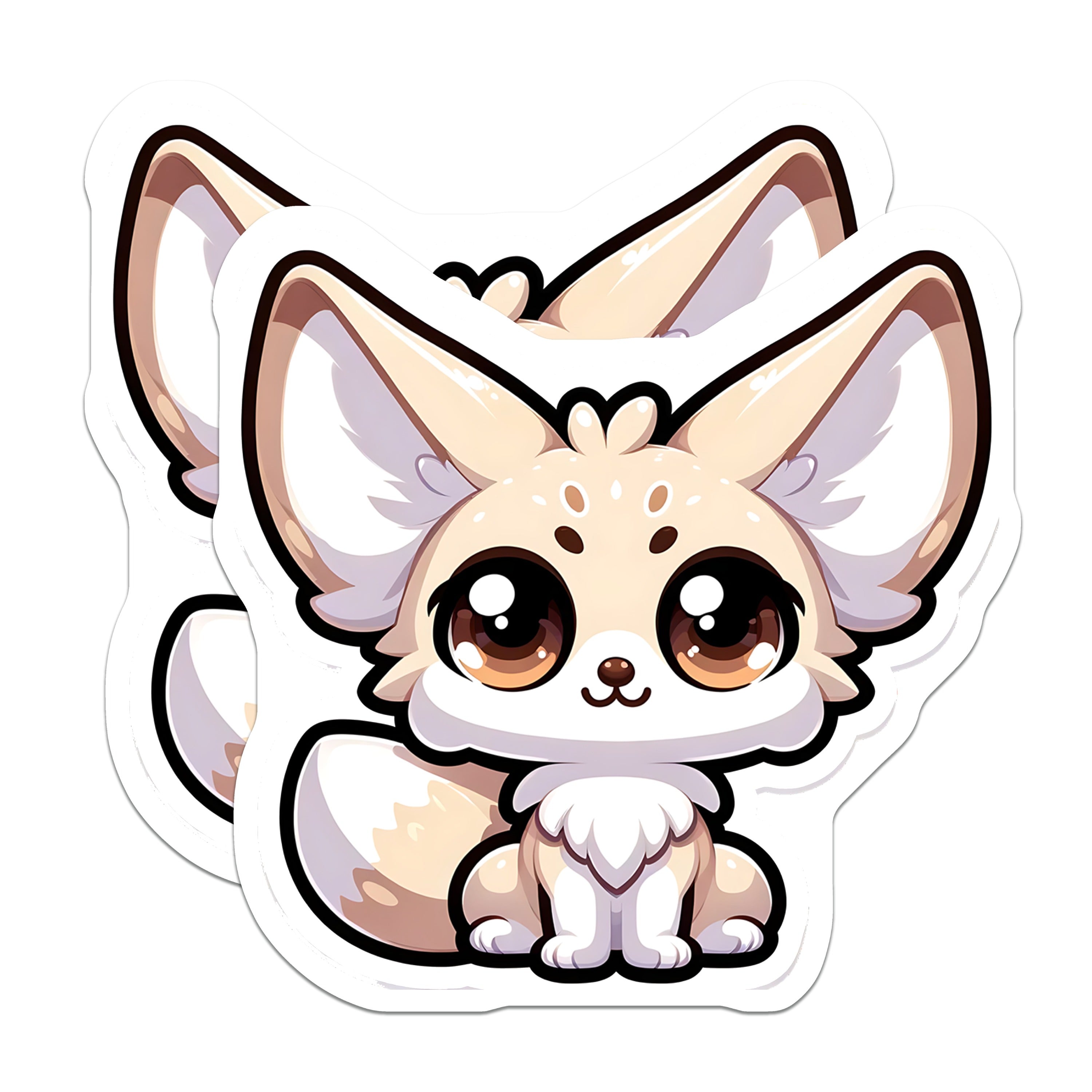(2 Pack) Big Eared Fennec Fox Magnets - Cute Chibi Animal Refrigerator Decor - Kawaii Pet Lover Accessory - 5 Inches On Longest Side - Thick Durable Magnet - Made in USA - MAG37107
