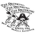 (3 Pack) Pirate Skull Decals - Drinking Morale Decal - Laptop Decal - 3 Inches On Longest Side - Easy Peel & Apply - Made in USA - 3MCS0521