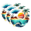 (3 Pack) Tropical Island Decals - Beach Paradise Sticker - Summer Vacation Theme - 3 Inches On Longest Side - Easy Peel & Apply - Made in USA - 3MCS8031