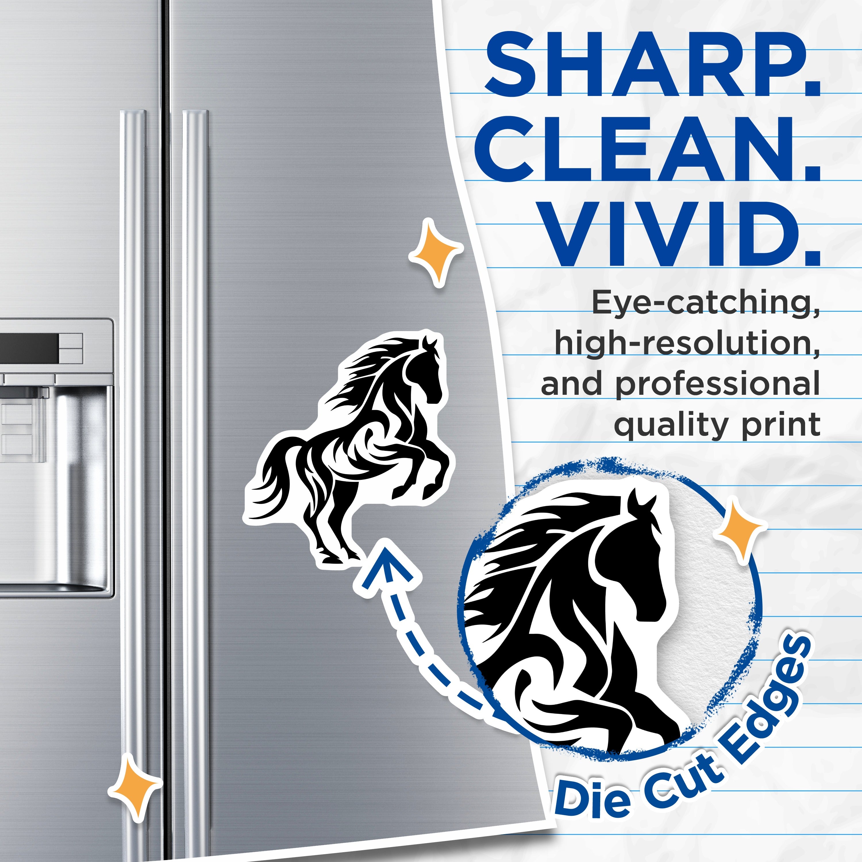 (2 Pack) Tribal Horse Magnets - Rearing Stallion Art - Modern Equestrian Decor - Animal Lover Fridge Locker Magnets - 5 Inches On Longest Side - Thick Durable Magnet - Made in USA - MAG37572