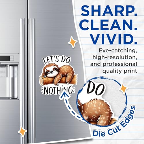 (2 Pack) Let's Do Nothing Magnets - Cute Sloth Magnets - Fun Animal Magnets for Home Decor- 5" On Longest Side - for Fridges, Toolboxes, Cars - Made in USA - MAG2726