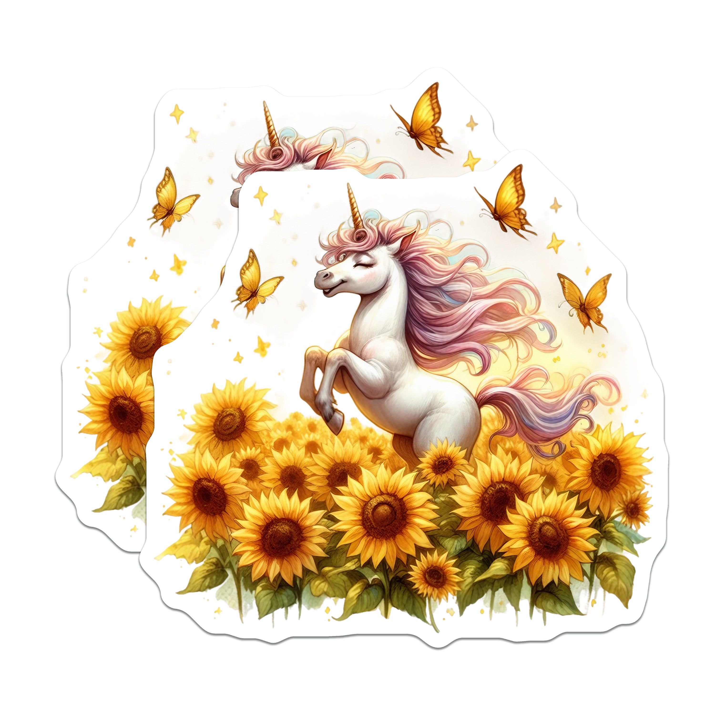 (2 Pack) Magical Unicorn Sunflower Magnets - Whimsical Fantasy Decor - Refrigerator Locker Office Art - 5 Inches On Longest Side - Thick Durable Magnet - Made in USA - MAG36027
