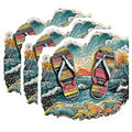 (3 Pack) Flip Flop Decals - Beach Theme Art - Summer Vibes Sticker - 3 Inches On Longest Side - Easy Peel & Apply - Made in USA - 3MCS8081