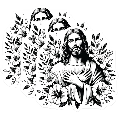 (3 Pack) Jesus Decals - Christian Stickers - Religious Art Decals - 3 Inches On Longest Side - Easy Peel & Apply - Made in USA - 3MCS6089
