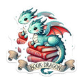 (2 Pack) Book Dragon Stickers - Cute Fantasy Dragon - Stack of Books Decal for Laptop and Water Bottles - 5" On Longest Side - Sticks to Smooth Flat Surfaces - Made in USA - BMCS5968