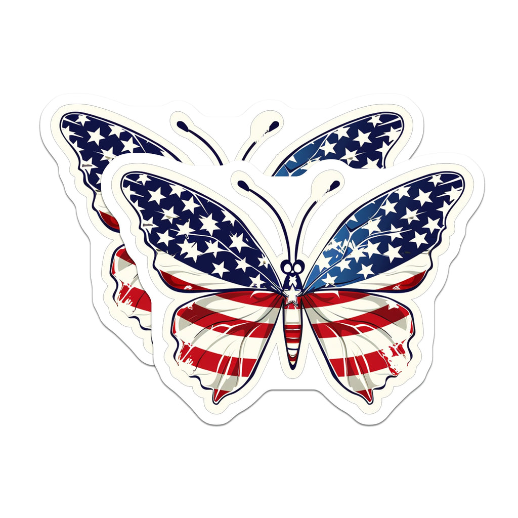 (2 Pack) American Flag Butterfly Magnets - Patriotic USA Decor - Independence Day Fridge Sticker - 5 Inches On Longest Side - Thick Durable Magnet - Made in USA - MAG37763