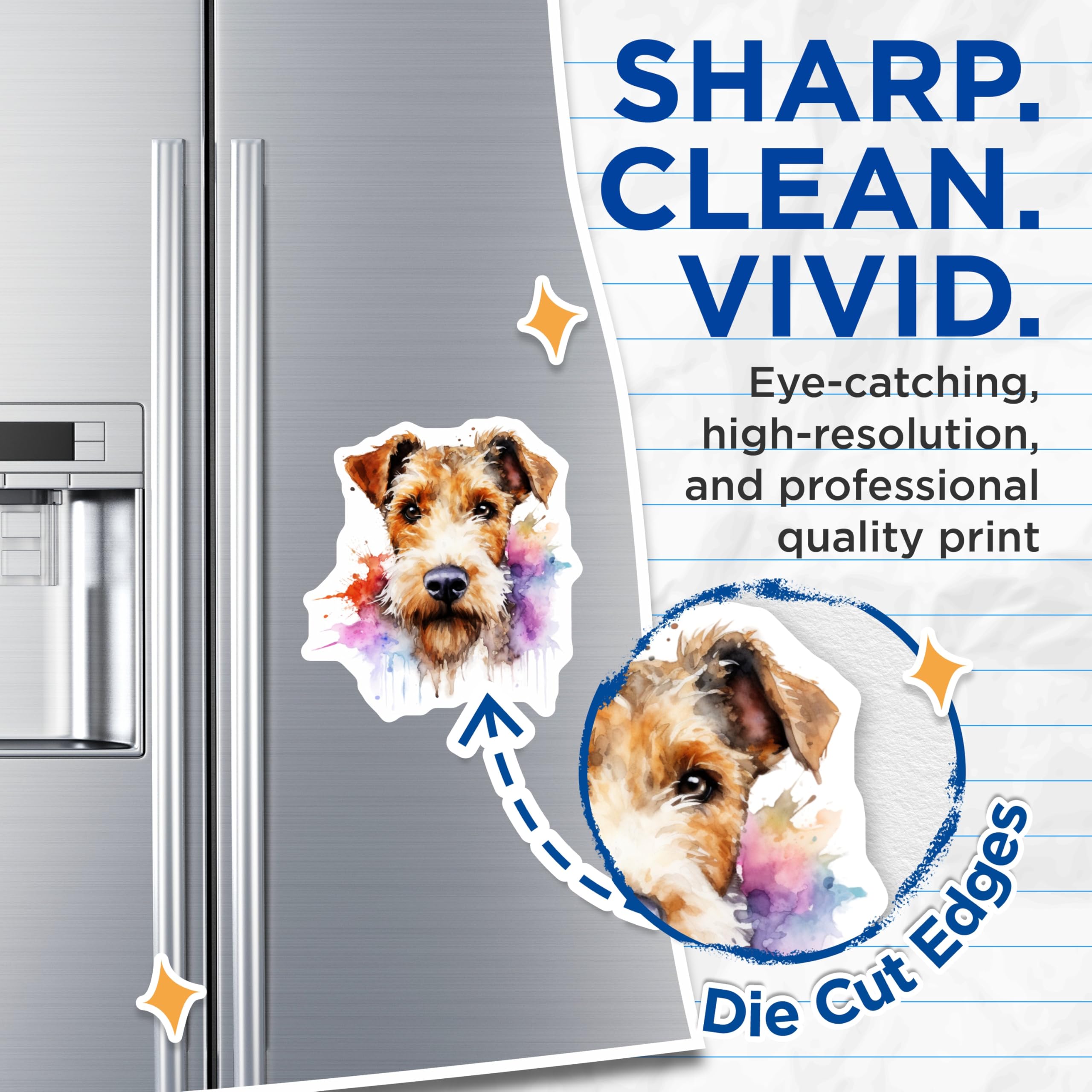 (2 Pack) Wire Fox Terrier Magnets - Watercolor Dog Art - Terrier Lover Decor - 5 Inches On Longest Side - Thick Durable Magnet - Made in USA - MAG24042