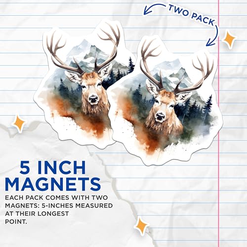 (2 Pack) Deer Magnets - Animal Home - Rustic Wilderness Cabin - 5" On Longest Side - for Cars, Fridges, Toolboxes - Made in USA - MAG3801