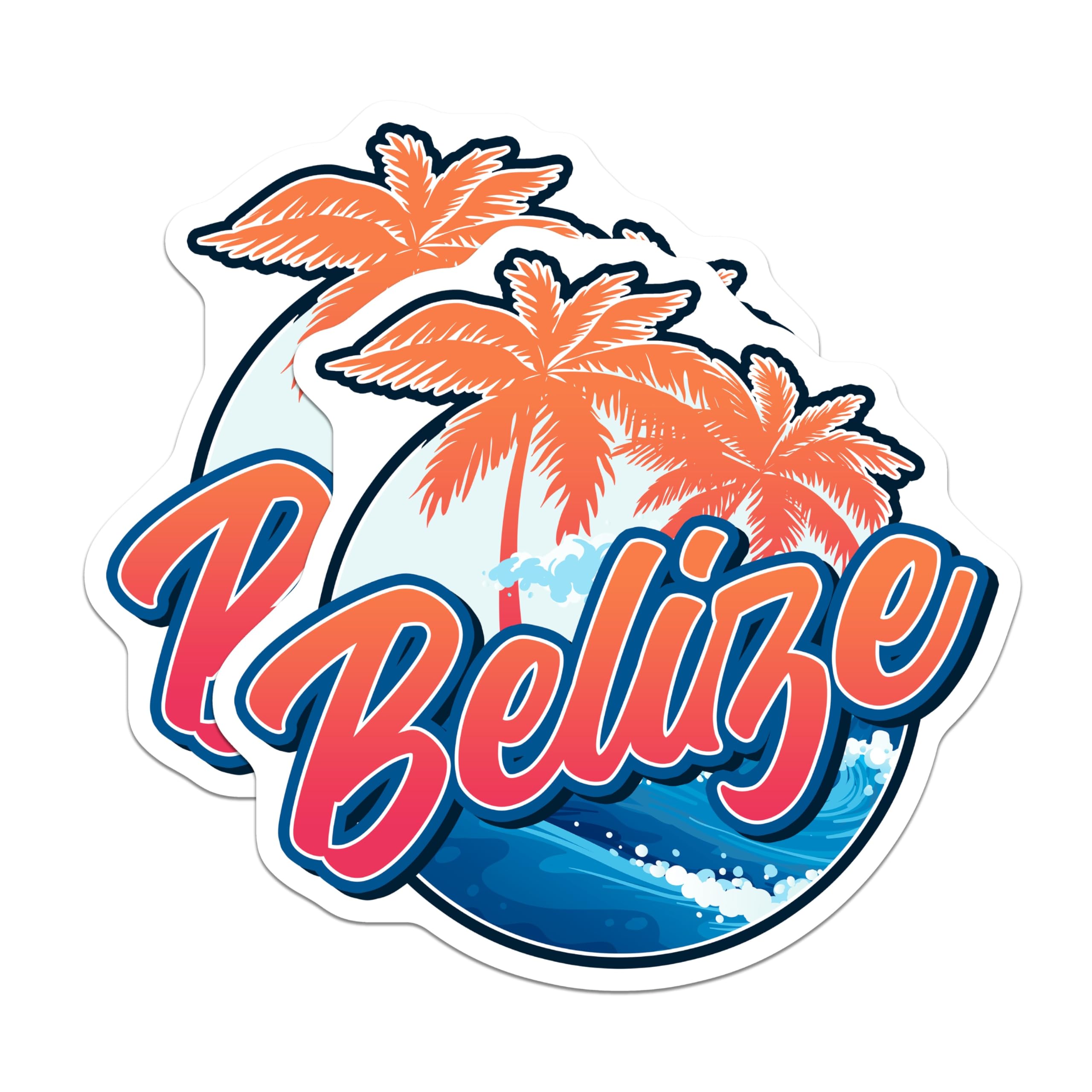 (2 Pack) Belize Magnets - Tropical Beach Vibes - Vacation Souvenir - 5" On Longest Side - Premium Magnet - for Cars, Refrigerators, Toolboxes, Lockers - Made in USA - MAG18708