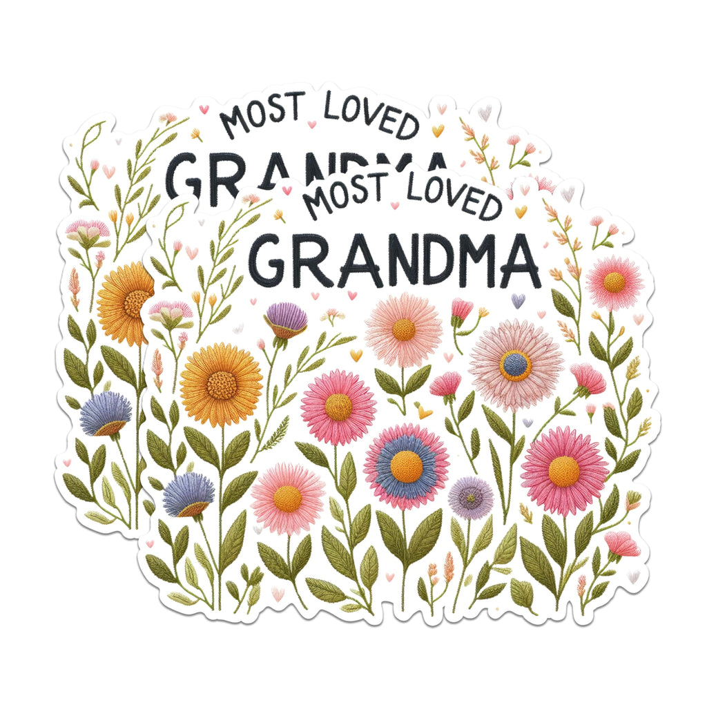 (2 Pack) Most Loved Grandma Magnets - Floral Grandma Magnets - Grandparent Appreciation Magnets- 5" On Longest Side - for Fridges, Toolboxes, Cars - Made in USA - MAG2563