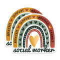(2 Pack) Social Worker Magnets - Advocate Support Empower Connect - Boho Rainbow Appreciation - Thank You Social Worker - 5 Inches On Longest Side - Thick Durable Magnet - Made in USA - MAG38947