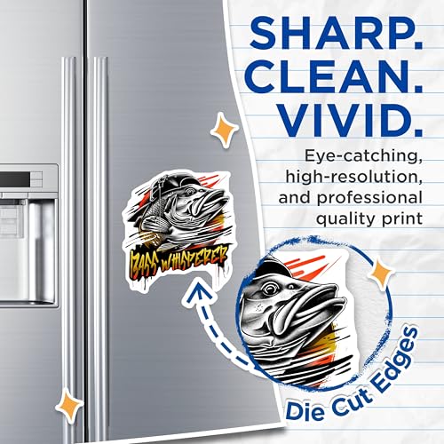 (2 Pack) Bass Whisperer Magnets - Funny Fishing Magnets - Angler's Decor Magnets - Cool Fish Design Magnets - 5" On Longest Side - for Cars, Refrigerators, Toolboxes, Lockers - Made in USA BMCS3358