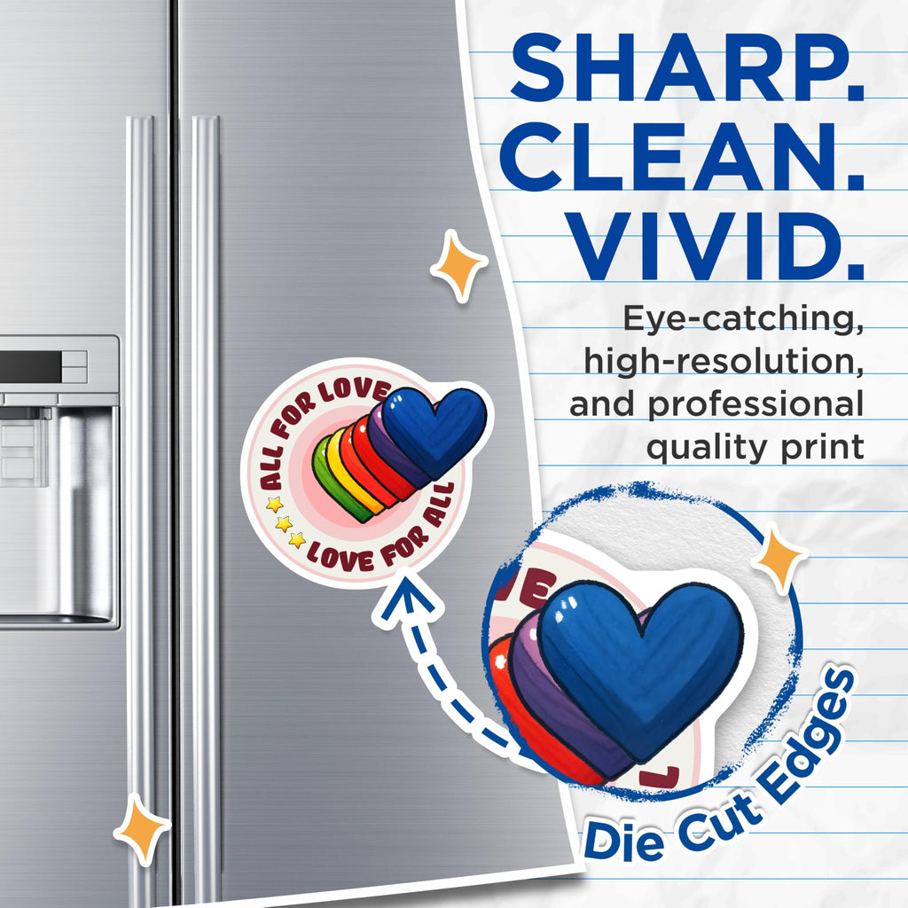 (2 Pack) Pride Heart Magnets - LGBTQ Home Decor - Love for All Fridge Magnets - 5" On Longest Side - Premium Magnet - for Cars, Refrigerators, Toolboxes, Lockers - Made in USA - MAG17103