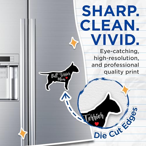 (2 Packs) Bull Terrier Mom Magnets - Bull Terrier Dog Breed Magnets - 5 Inches On Longest Side - Premium Magnet - for Fridges, Toolboxes, Cars - Made in USA - MAG2452