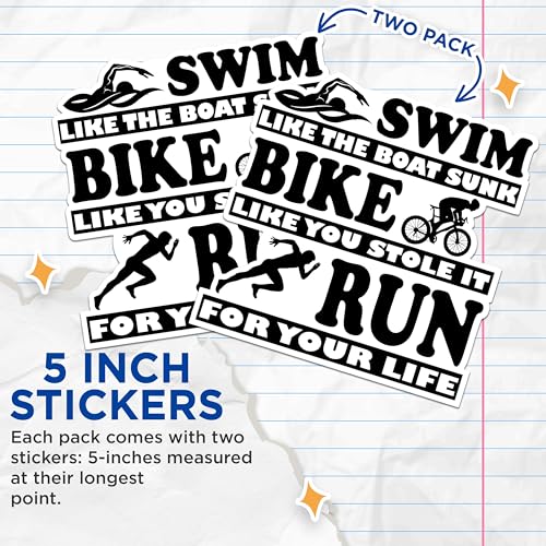(2 Packs) Swim Like The Boat Sunk Stickers - Funny Fitness Working Out Decals - 5 Inches On Longest Side - Premium Vinyl Decal - Sticks to Any Smooth Flat Surface - Made in USA - BMCS2473