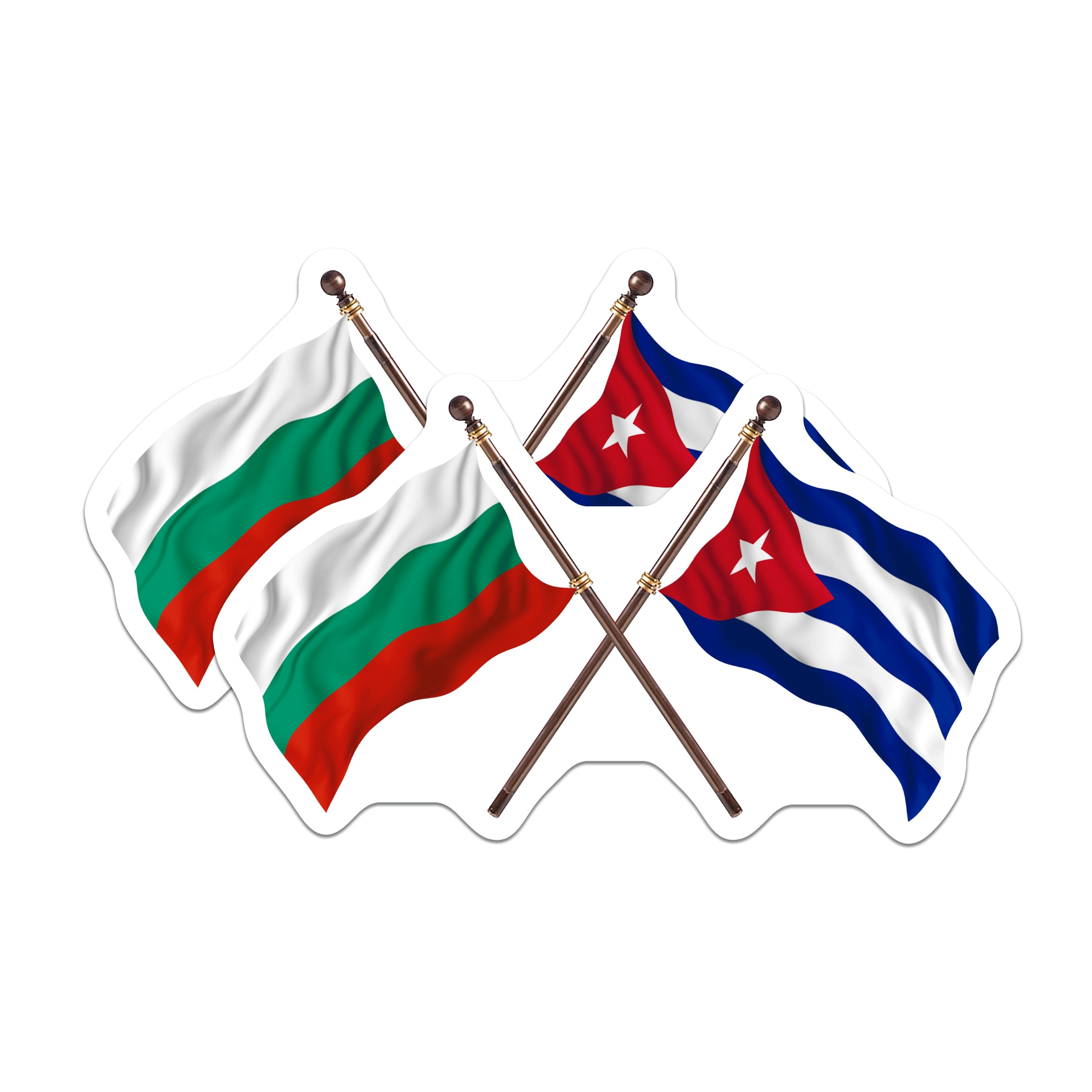 (2 Pack) Bulgaria Cuba Flag Magnets - Cuban Bulgarian Heritage - International Friendship Souvenir - 5 Inches On Longest Side - Thick Durable Magnet - Made in USA - MAG38106