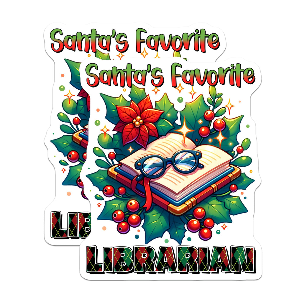 (2 Pack) Librarian Magnets - Santa's Favorite - Christmas Book Lover Magnets - 5" On Longest Side - Premium Magnet - for Cars, Refrigerators, Toolboxes, Lockers - Made in USA - MAG14052
