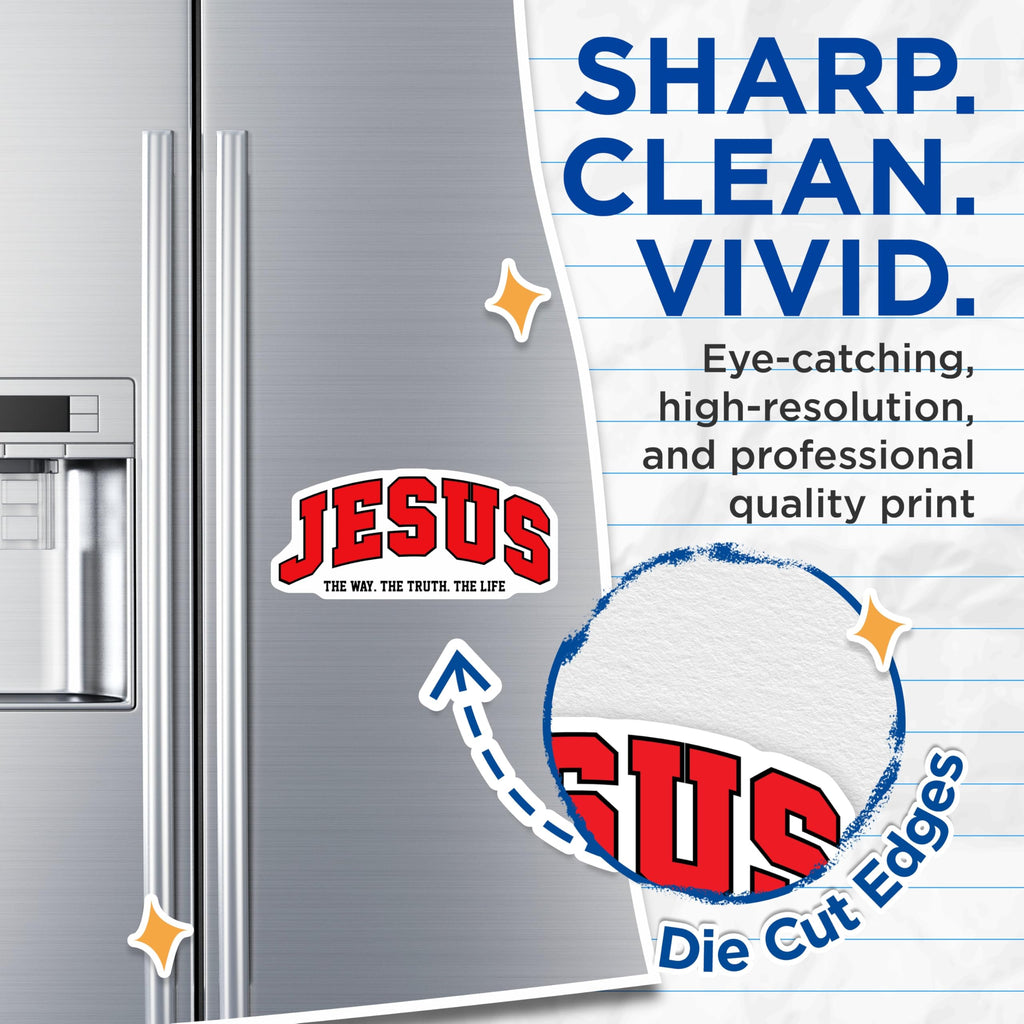 (2 Pack) Jesus Magnets - The Way The Truth The Life - Christian Faith Scripture Verse - Religious Devotion - 5 Inches On Longest Side - Thick Durable Magnet - Made in USA - MAG23339