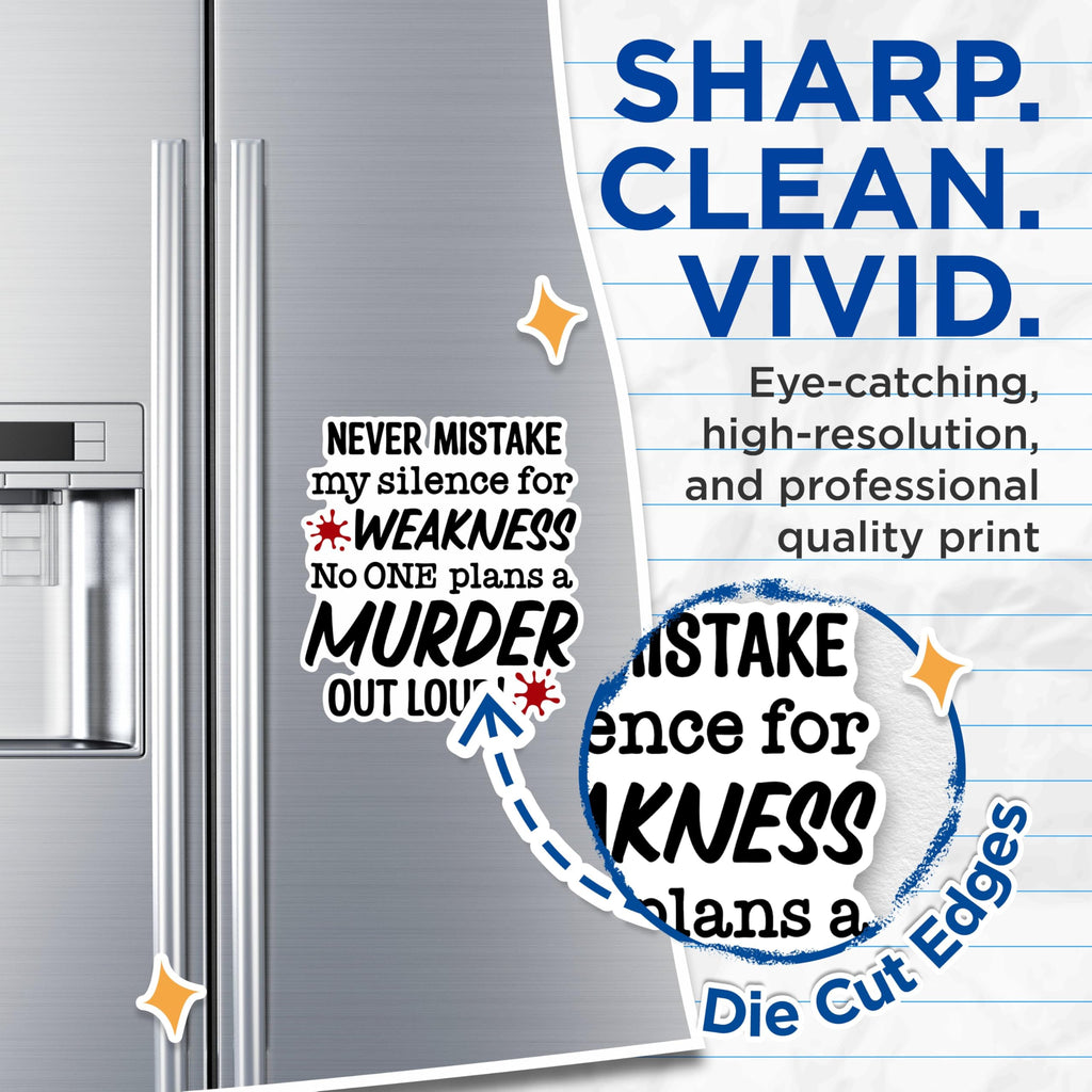 (2 Pack) Never Mistake My Silence for Weakness Magnets - Funny Quote Magnets - Inspirational Quote Magnets- 5" On Longest Side - for Fridges, Toolboxes, Cars - Made in USA - MAG3012