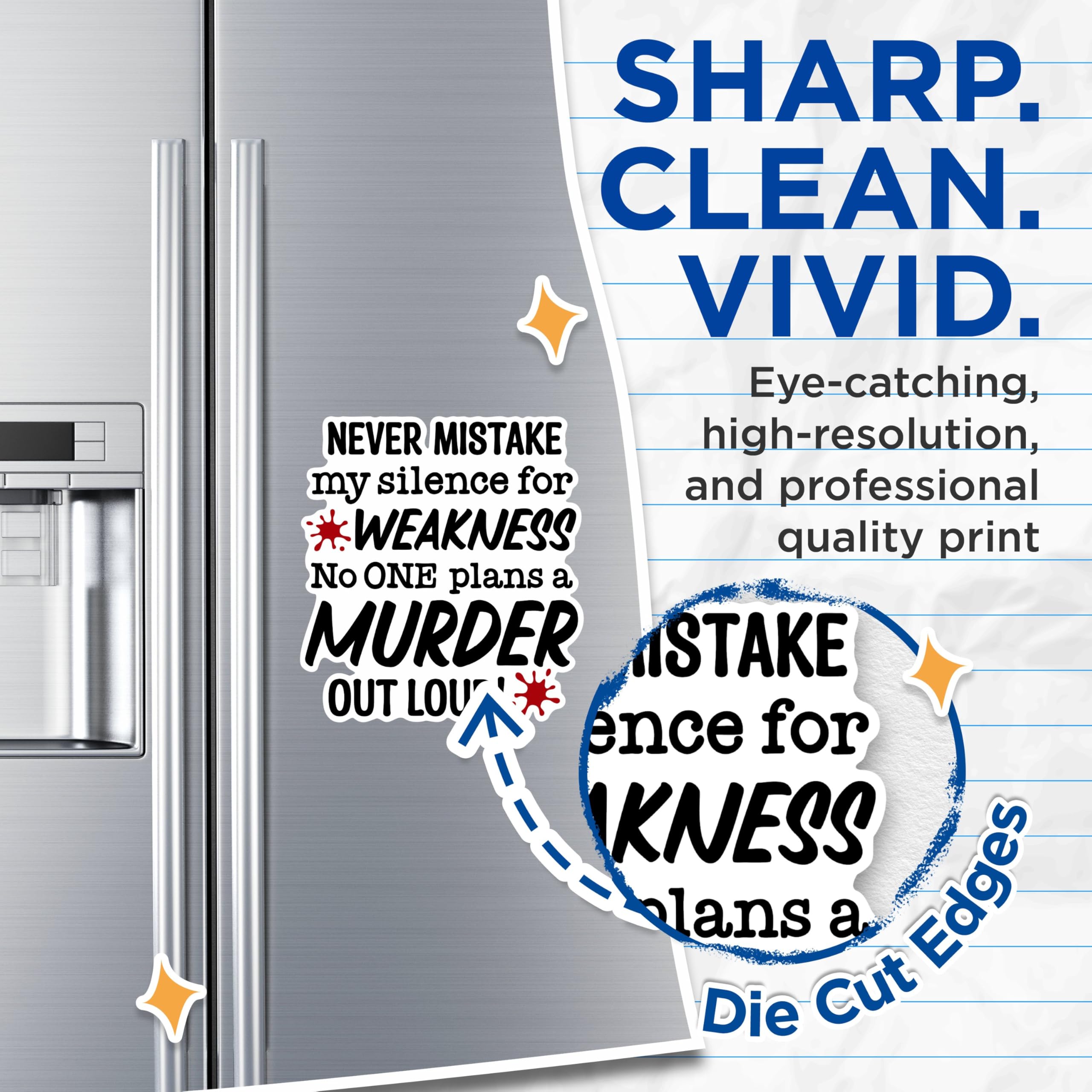 (2 Pack) Never Mistake My Silence for Weakness Magnets - Funny Quote Magnets - Inspirational Quote Magnets- 5" On Longest Side - for Fridges, Toolboxes, Cars - Made in USA - MAG3012