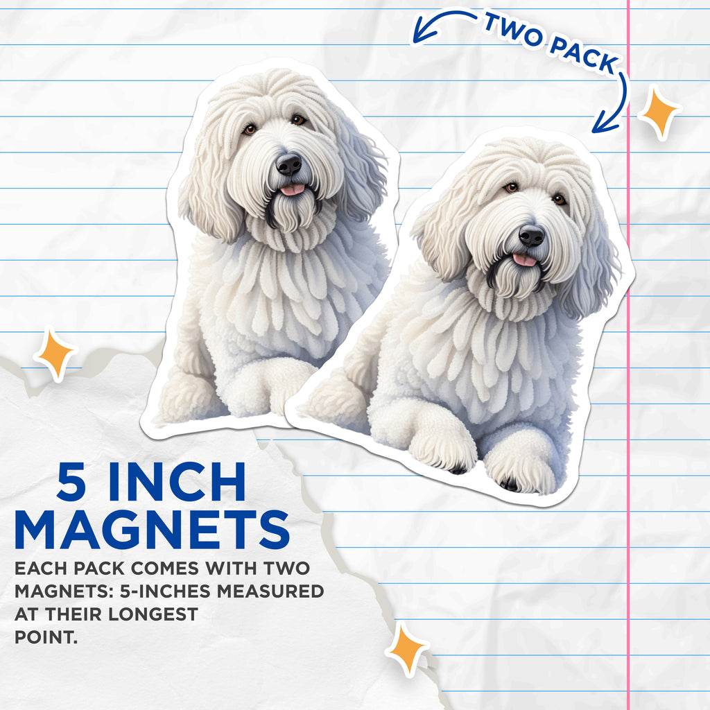 (2 Pack) Goldendoodle Magnets - Adorable Fluffy White Dog Decor - Pet Lover Refrigerator Accessory - 5 Inches On Longest Side - Thick Durable Magnet - Made in USA - MAG39724