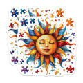 (2 Pack) Peaceful Sun Puzzle Magnets - Whimsical Jigsaw Art - Vibrant Kitchen Refrigerator Locker Accessory - 5 Inches On Longest Side - Thick Durable Magnet - Made in USA - MAG30355