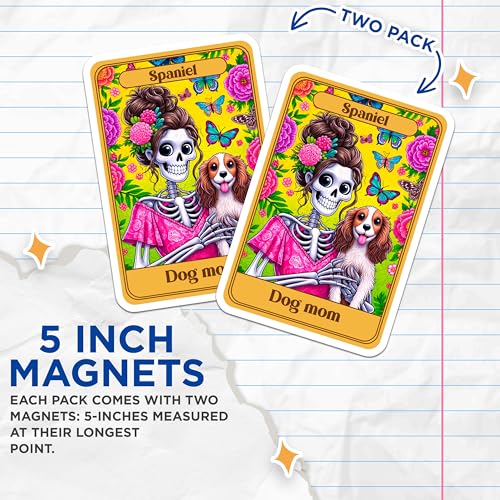 (2 Pack) Skeleton Art Magnet - Dog Lover Gifts - 5" On Longest Side - Sticks to Smooth Flat Surfaces - Made in USA - MAG10295