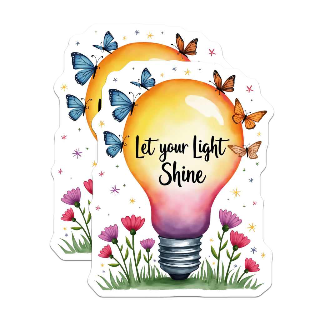 (2 Pack) Let Your Light Shine Magnets - Watercolor Lightbulb - Positive Affirmation Decor - 5 Inches On Longest Side - Thick Durable Magnet - Made in USA - MAG37540